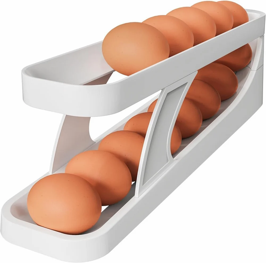 Dynamic Automatic Egg Dispenser 2 Tier Rolling Egg Dispenser for 12-14 Eggs Fridge Egg Storage